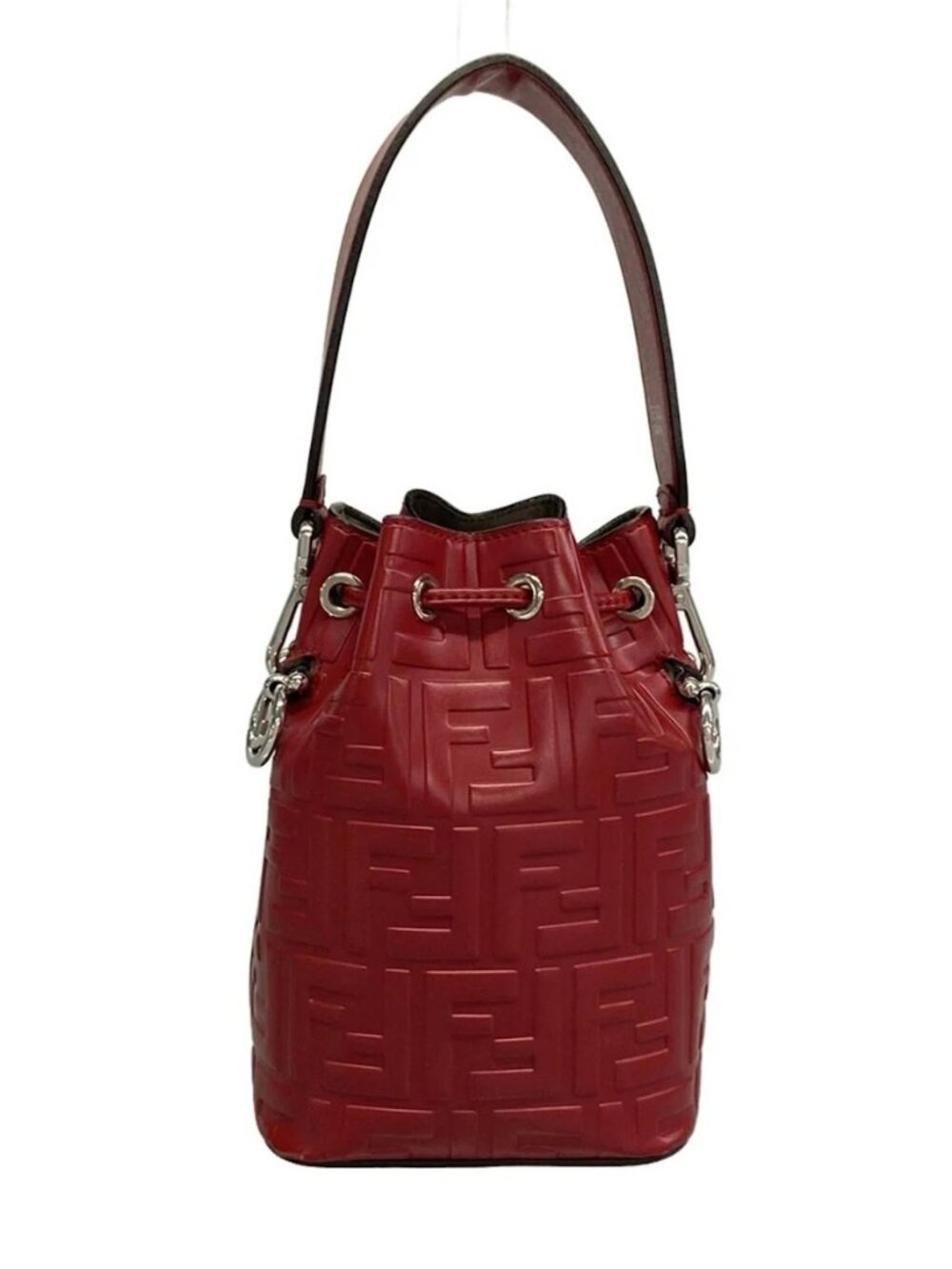 FENDI Mini Montresor, Zucca pattern 8BS010 Red Leather Handbag - Picture 2 of 15